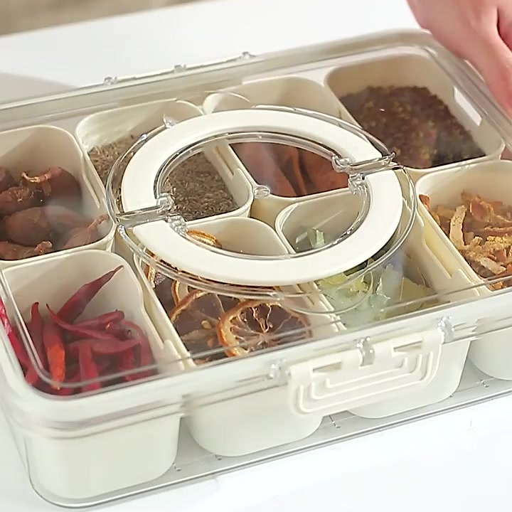 Organizador de Alimento Acrílico Com 8 Divisórias Para Frutas Legumes e Petiscos Transparente