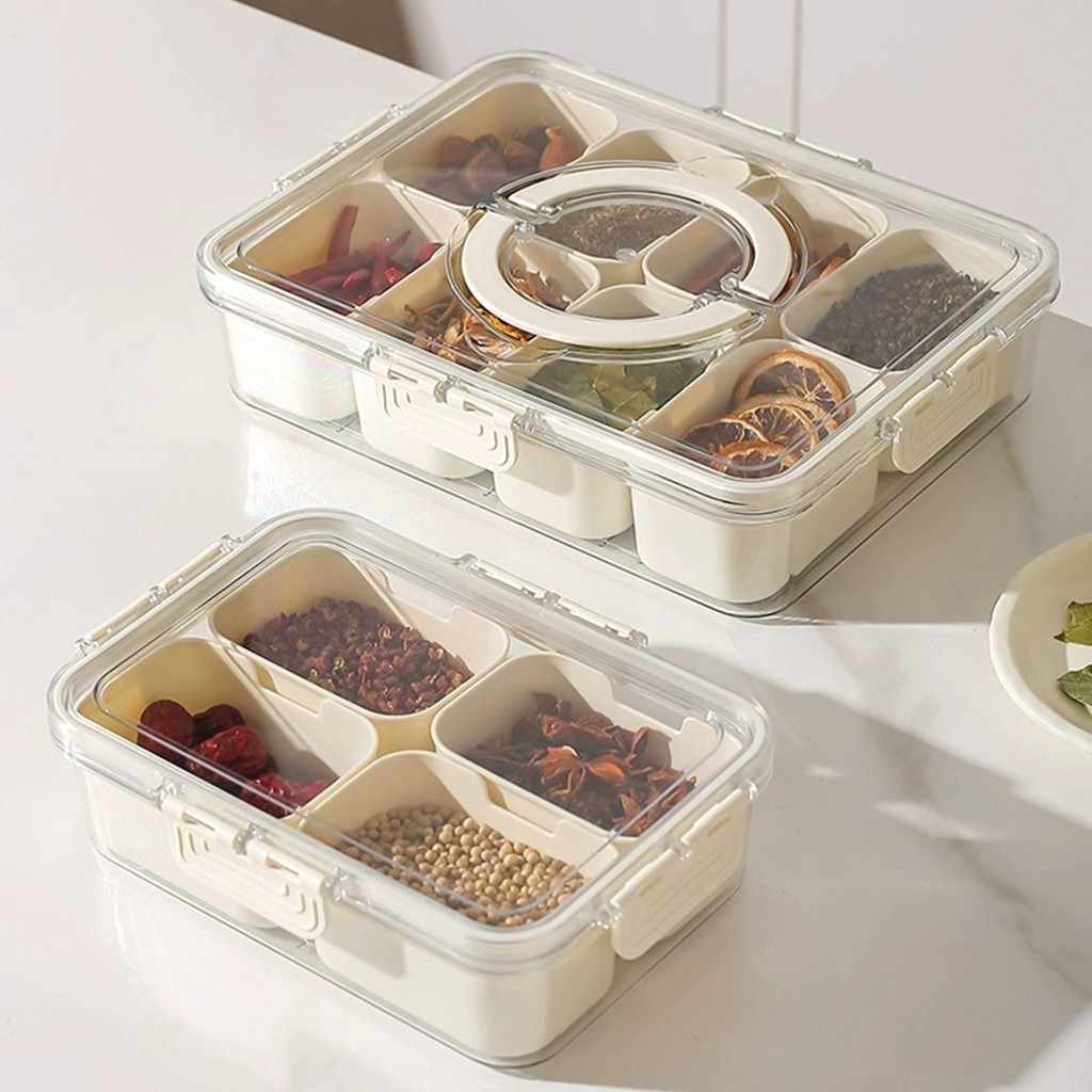 Organizador de Alimento Acrílico Com 8 Divisórias Para Frutas Legumes e Petiscos Transparente