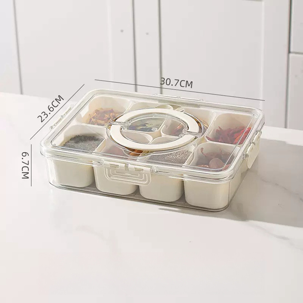 Organizador de Alimento Acrílico Com 8 Divisórias Para Frutas Legumes e Petiscos Transparente