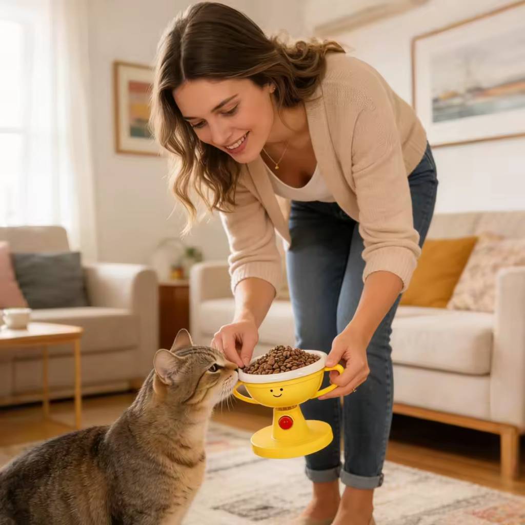 Tigela Inclinável de Cerâmica para Gatos